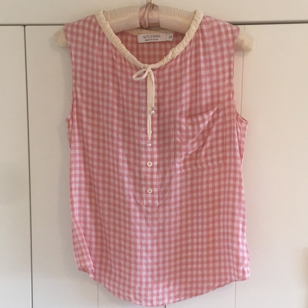 ALTUZARRA vintage pink gingham top.